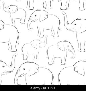 Les contours des éléphants, continu Illustration de Vecteur