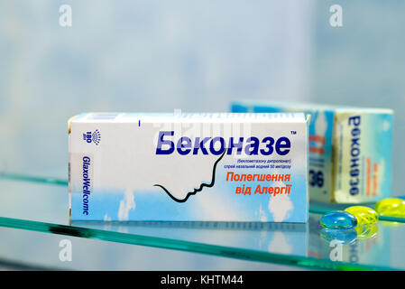 Kiev/Ukraine - 27 août 2017 - beconase spray nasal allergies est un moyen efficace, sans somnolence nasal spray pour traiter et prévenir les allergies aéroportées s Banque D'Images