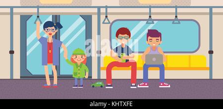 Design plat avec les gens de Métro Illustration de Vecteur
