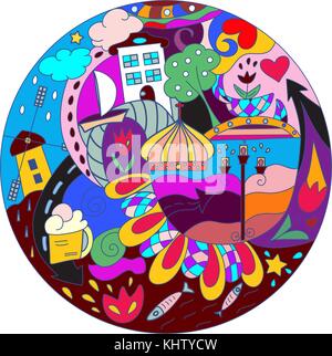 Ensemble de vecteur doodles dessinés à la main, d'Amsterdam, Pays-Bas Illustration de Vecteur