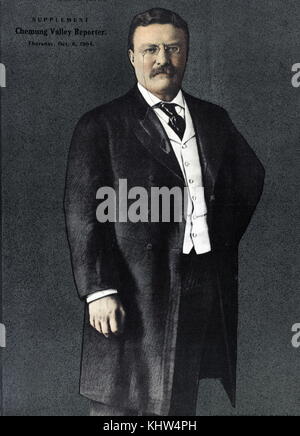 Portrait de Théodore Roosevelt Jr (1858-1919) un homme d'État américain, auteur, explorateur, soldat, naturaliste, réformatrice et 26e président des États-Unis. En date du 20e siècle Banque D'Images