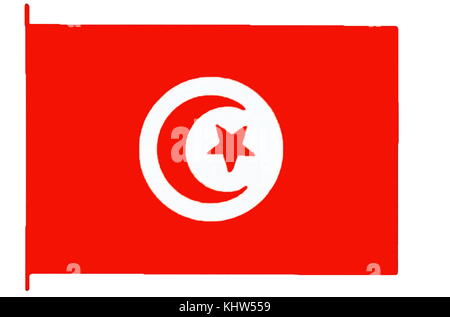 Illustration représentant le drapeau national de la Tunisie. En date du 20e siècle Banque D'Images