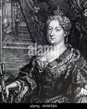 Portrait d'Anna de Russie (1693-1740), régent du duché de Courlande et plus tard impératrice de Russie. En date du 18e siècle Banque D'Images