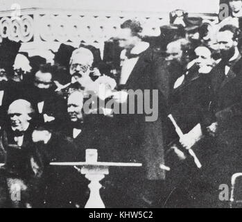 Photographie prise lors de l'inauguration du président Abraham Lincoln (1809-1865) un homme politique américain, avocat et 16e président des États-Unis d'Amérique. En date du 19e siècle Banque D'Images