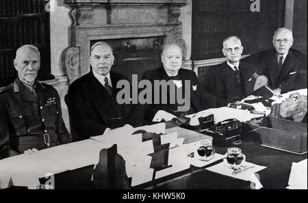 Photographie du Premier ministre Sir Winston Churchill avec le premiers ministres du Commonwealth. Sir Winston Leonard Spencer-Churchill (1874-1965) un homme politique britannique et premier ministre du Royaume-Uni. En date du 20e siècle Banque D'Images