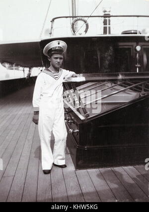 Photo d'Alexei Nikolaevitch, Tsarévitch de Russie (1904-1918) et le tsarévitch héritier au trône de l'Empire russe. Il était le plus jeune enfant et seul fils de l'Empereur Nicolas II et l'impératrice Alexandra Feodorovna. En date du 20e siècle Banque D'Images