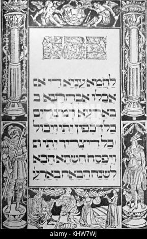 La page de la Haggadah de Prague. En date du 16e siècle Banque D'Images