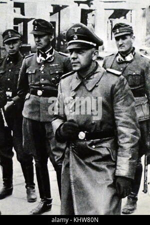 Photographie de Jürgen Stroop (1895-1952) un général SS durant la Seconde Guerre mondiale. Il commande contre l'insurrection du Ghetto de Varsovie et a écrit le rapport Stroop. En date du 20e siècle Banque D'Images