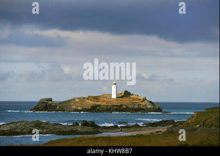 Godrevy Bay Cornwall novembre 2017 - Phare de Godrevy Banque D'Images