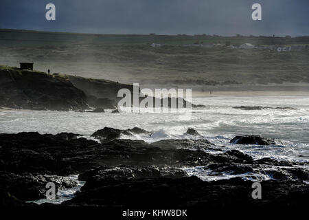 Godrevy bay cornwall novembre 2017 - une vue sur la plage de godrevy célèbre pour son surf Banque D'Images