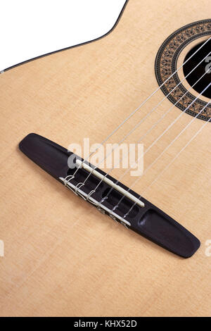 Guitare acoustique close up on white background Banque D'Images