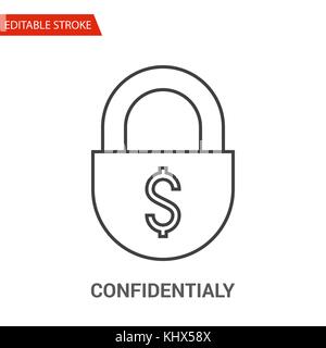 Confidentialy Icône. Fine ligne Vector Illustration. Régler l'épaisseur du trait - Étendre à n'importe quelle taille - Changement facile - Couleur - Course éditable parfait Pixel Illustration de Vecteur
