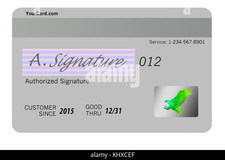 Voici le recto et le verso d'une carte de crédit montrant les fonctions de sécurité. Banque D'Images