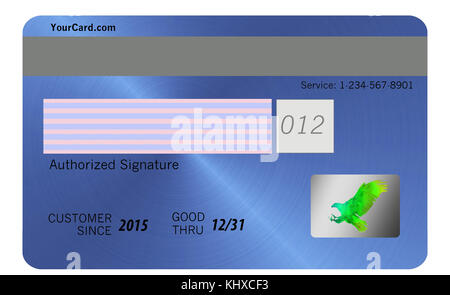 Voici le recto et le verso d'une carte de crédit montrant les fonctions de sécurité. Banque D'Images