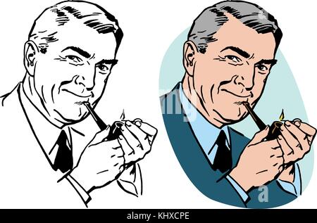 A mature woman fumant une pipe. Illustration de Vecteur