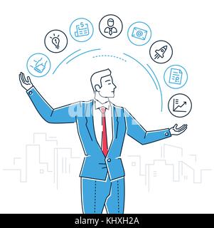 La gestion du temps - ligne style design illustration isolé Illustration de Vecteur