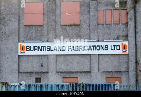 Vue sur cour à Burntisland Fabrications en Burntisland Fife , Ecosse, Royaume-Uni. Ils fabriquent des plates-formes et de modules pour l'industrie du pétrole, du gaz et de l'renewa Banque D'Images