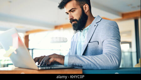 Businessman working on laptop Banque D'Images