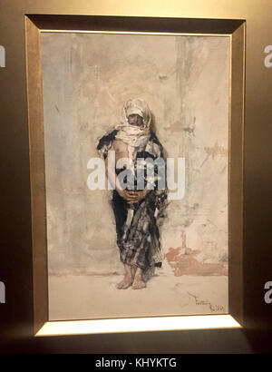 Madrid, Espagne. 17 novembre 2017. Le tableau 'A Maroccan' du peintre Maria Fortuny, photographié au Musée du Prado à Madrid, Espagne, le 17 novembre 2017. Le spectacle spécial 'Fortuny (1838-1874)' comprend 169 œuvres du peintre catalan, dont 67 n'ont jamais été vues en dehors des musées internationaux et des collections auxquelles ils appartiennent. Crédit : Carola Frentzen/dpa/Alamy Live News Banque D'Images