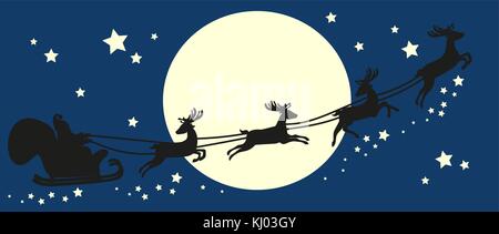 Pere Noel En Traineau Silhouette Sur Ciel Bleu Image Vectorielle Stock Alamy