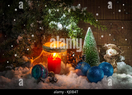 Nature morte avec une décoration de fête home intérieur avec arbre de Noël Banque D'Images
