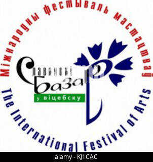 Le logo officiel du bazar Slavianski à Vitebsk représente le festival culturel qui se tient chaque année à Vitebsk, en Biélorussie. Il met en lumière la célébration de la musique et de la culture slaves, attirant l'attention sur les arts régionaux Banque D'Images
