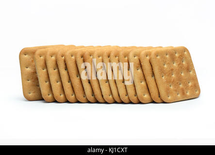 Pile de crackers isolated on white background with clipping path Banque D'Images