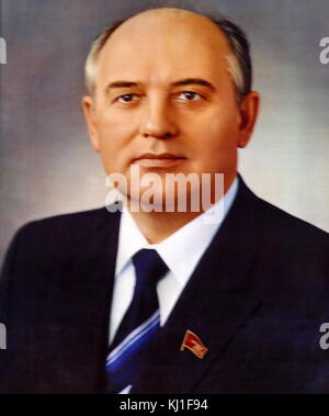 Mikhail Gorbatchev (né le 2 mars 1931) Homme d'État soviétique. Il a été le dernier chef de l'Union soviétique, après avoir été secrétaire général du parti communiste de l'Union soviétique de 1985 à 1991, chef de l'Etat à partir de 1988 jusqu'à sa dissolution en 1991. Président de l'Union soviétique de 1990 à 1991). Banque D'Images