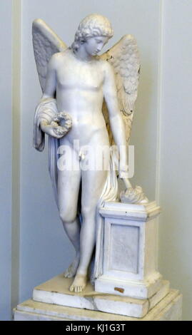 Néo-classique du 18ème siècle la sculpture française d'un ailé Cupidon 'jeunesse Le génie de la mort" vers 1790 Banque D'Images