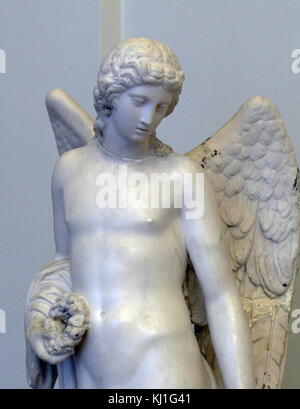 Néo-classique du 18ème siècle la sculpture française d'un ailé Cupidon 'jeunesse Le génie de la mort" vers 1790 Banque D'Images