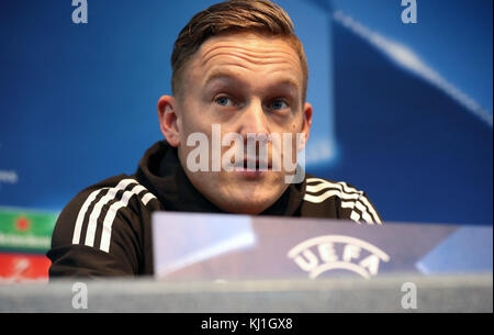 Jens Toornstra de Feyenoord lors de la conférence de presse au stade Etihad, Manchester. Banque D'Images