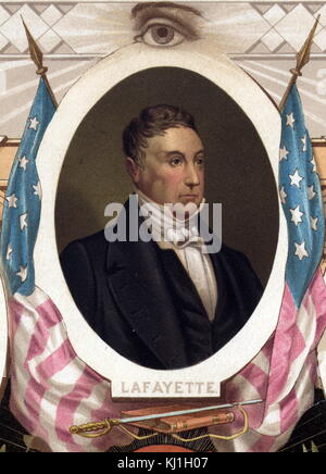 Général Gilbert du Motier, marquis de Lafayette (1757-1834), soldat français pendant la guerre de la Révolution américaine. Prises d'une illustration de 1800 intitulé 'Distinguished maçons de la révolution" Banque D'Images