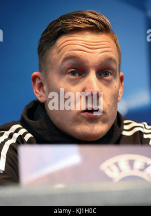 Jens Toornstra de Feyenoord lors de la conférence de presse au stade Etihad, Manchester. Banque D'Images