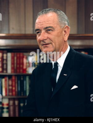 Le président des États-Unis, Lyndon Johnson, à la Maison Blanche, 1968 Banque D'Images