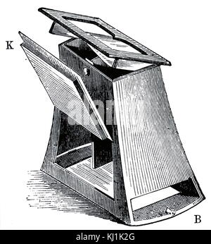 Gravure représentant un stéréoscope de Wheatstone. Sir Charles Wheatstone (1802-1875) un scientifique anglais et inventeur de l'ère victorienne. En date du 19e siècle Banque D'Images