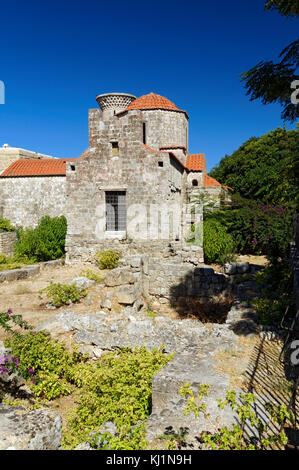 15e siècle, byzantine, l'église Holy Trinity, la vieille ville de Rhodes, Rhodes, Dodécanèse, Grèce. Banque D'Images