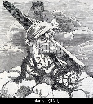 Caricature montrant le départ de Cleopatra's Needle de l'Egypte à être donné au gouvernement britannique par Muhammad Ali d'Égypte. Muhammad Ali d'Égypte (1769-1849) un commandant dans l'armée ottomane, qui s'est élevé au grade de Pacha, et est devenu W ?li, et l'auto-déclaré Khédive d'Egypte et le Soudan. En date du 19e siècle Banque D'Images