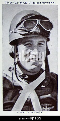 Churchman rois de série vitesse carte cigarette représentant Ewald Kluge (1909-1964) un motocycliste allemand. En date du 20e siècle Banque D'Images