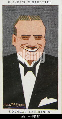 Carte montrant la cigarette du joueur Douglas Fairbanks (1883-1939) un acteur, scénariste, réalisateur, et producteur. En date du 20e siècle Banque D'Images