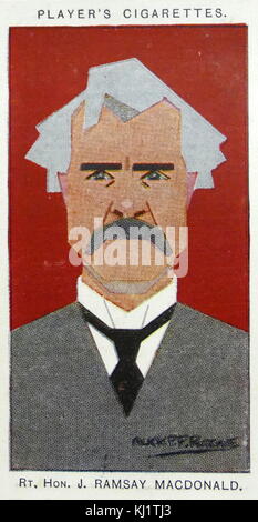 Le lecteur de carte cigarette représentant James Ramsay MacDonald, (1866-1937) un homme d'État britannique, premier Premier Ministre du Parti du Travail, gouvernement et co-fondateur du gouvernement national. En date du 20e siècle Banque D'Images