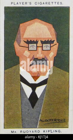 Le lecteur de carte cigarette représentant Joseph Rudyard Kipling (1865 - 1936). English journaliste, écrivain, poète, et écrivain. Œuvres de fiction de Kipling : Le Livre de la Jungle (1894), Kim (1901), et de nombreuses histoires courtes Banque D'Images