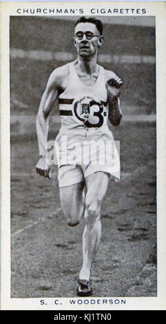 Churchman rois de série vitesse carte cigarette représentant Sydney Wooderson (1914-2006), un athlète anglais appelé 'The Mighty Atom". En date du 20e siècle Banque D'Images