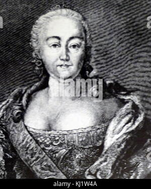 Portrait gravé d'Elizabeth de Russie (1709-1762) impératrice de Russie. En date du 18e siècle Banque D'Images