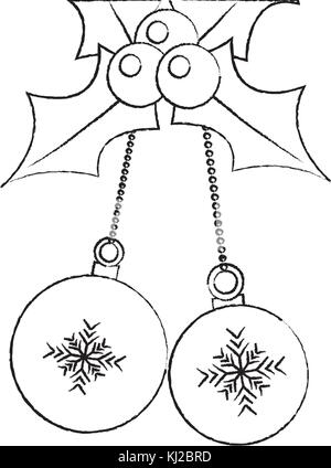 Boules de Noël des éléments décoratifs d'Evergreen Illustration de Vecteur