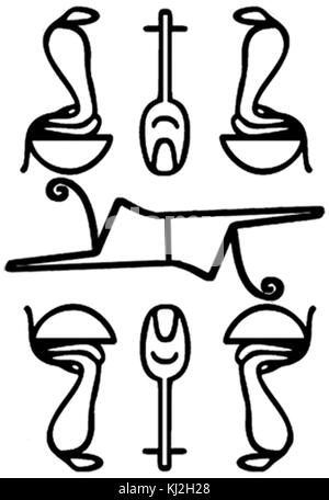 Scarabée égyptien - avec des couronnes et Cobras Design - Walters 4233 - Impression Détail Banque D'Images