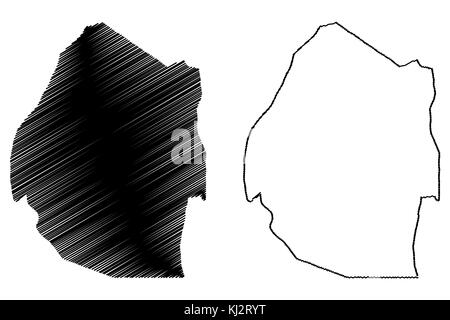 Swaziland map vector illustration gribouillage, croquis au Swaziland Illustration de Vecteur