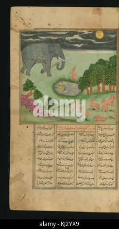 Jalal al-Din Rumi, Maulana - Le Roi des éléphants - Walters W626135A - Page complète Banque D'Images