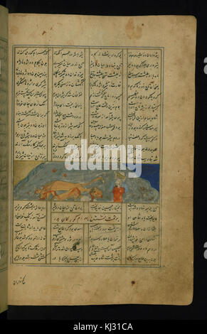 Nizami Ganjavi - Bahram Gur tue deux Lions et met une couronne sur sa tête - Walters W604159B - Page complète Banque D'Images