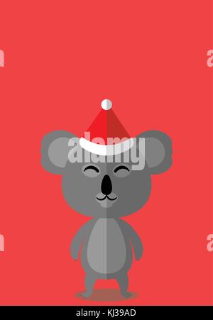 Koala christmas hat - série amis noël Illustration de Vecteur