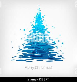 Abstract blue sapin isolé sur fond blanc, vector Christmas card Illustration de Vecteur